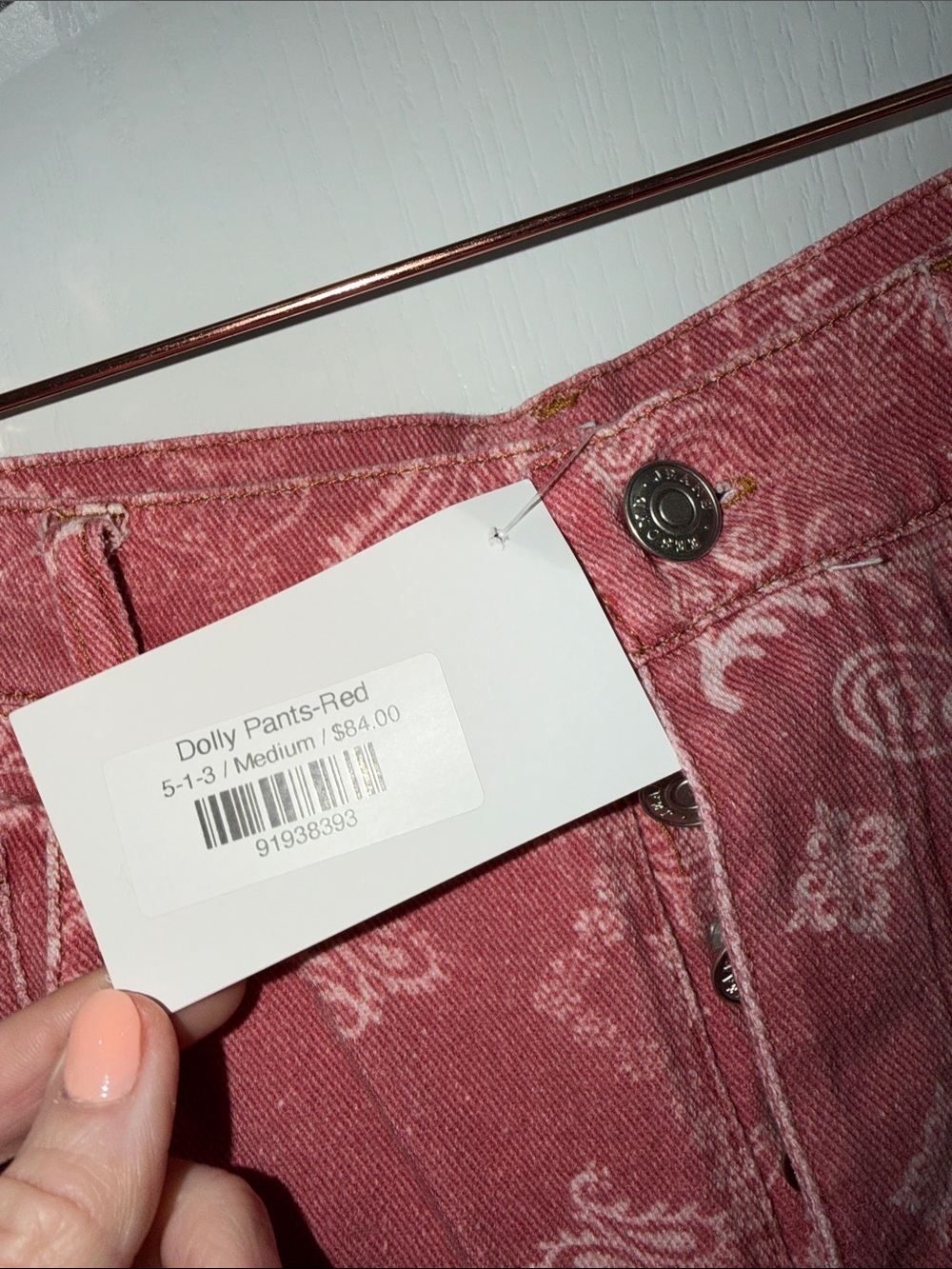 ee:some Mineral Washed Paisley Printed Barrel jeans size medium NWT - Picture 6 of 8